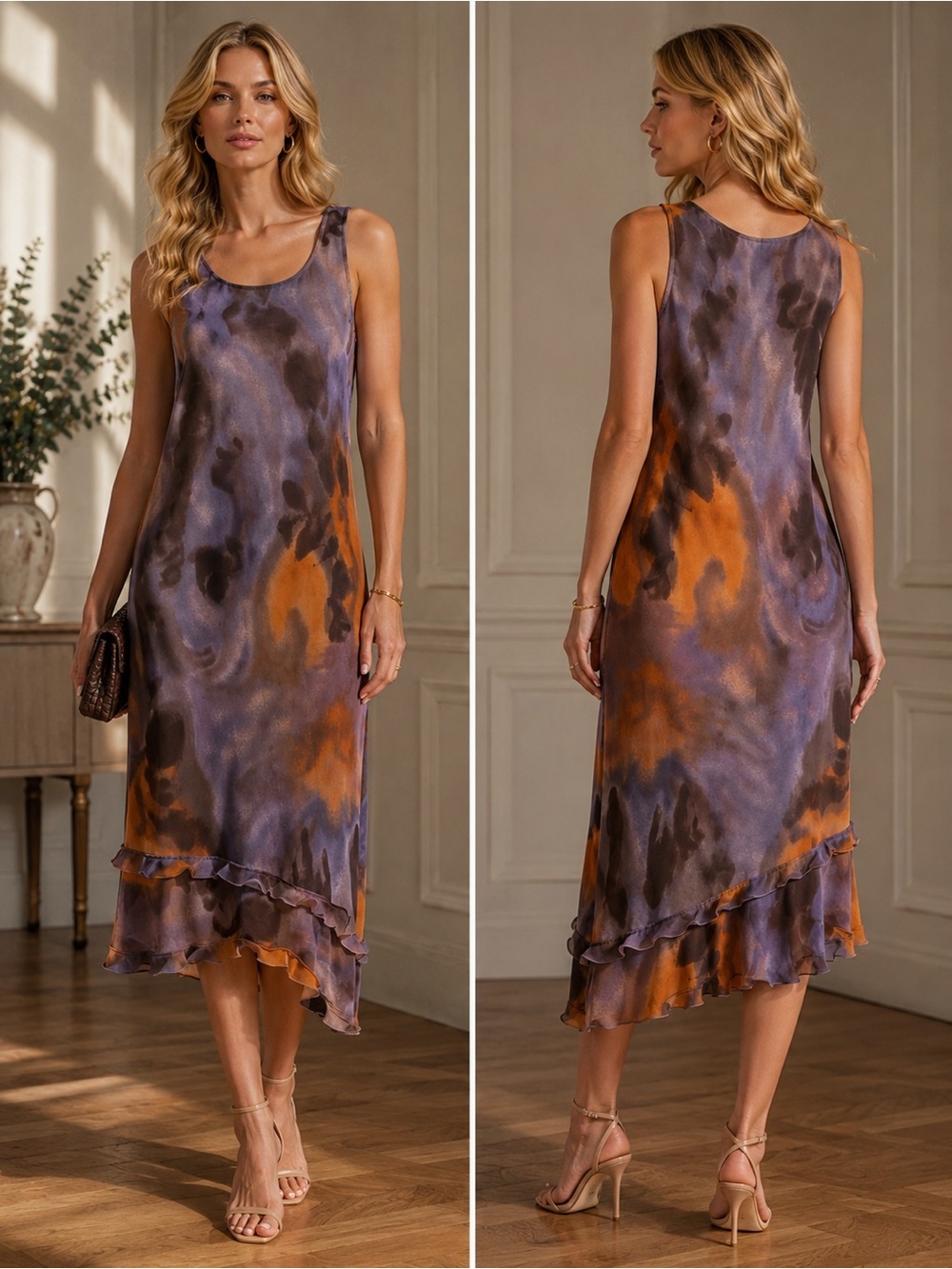 Pennyblack Made in Italy Asymmetrical Watercolor Print Dress | Size 10 NWOT